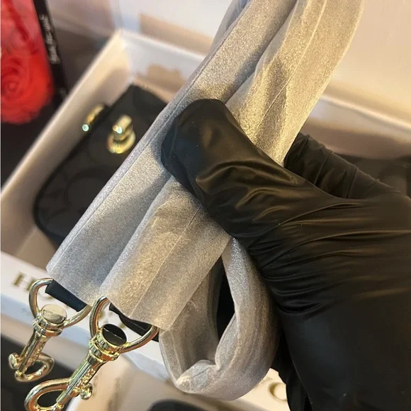 Coach Black Signature Mini Shoulder Bag with Gold Accents - Picture 11 of 14